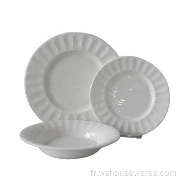 12 adet beyaz porselen akşam yemeği setleri beyaz seramik tabaklar